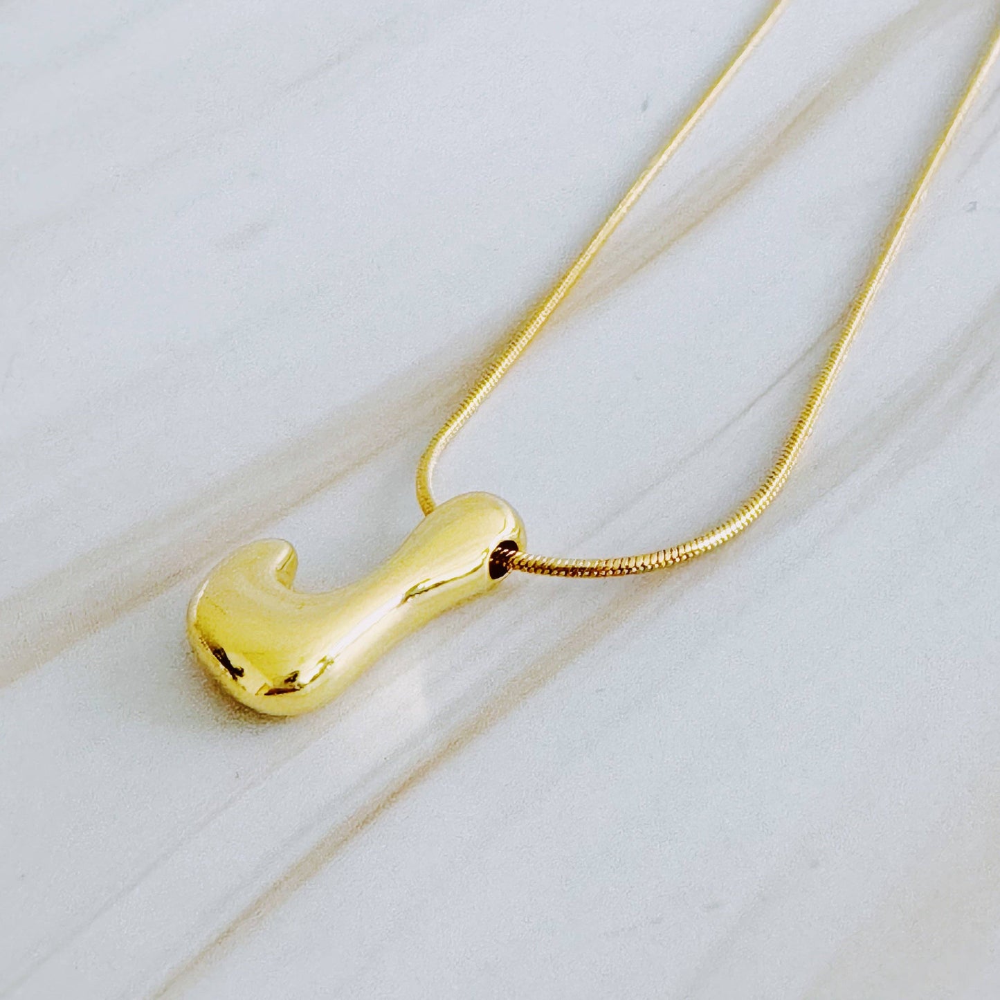 Balloon Letter Initial Necklace: Yellow Gold