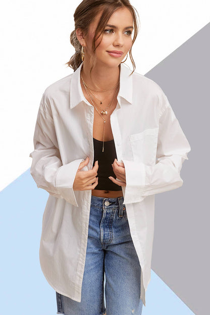 Button Down All Season Solid Poplin Shirts: Cotton