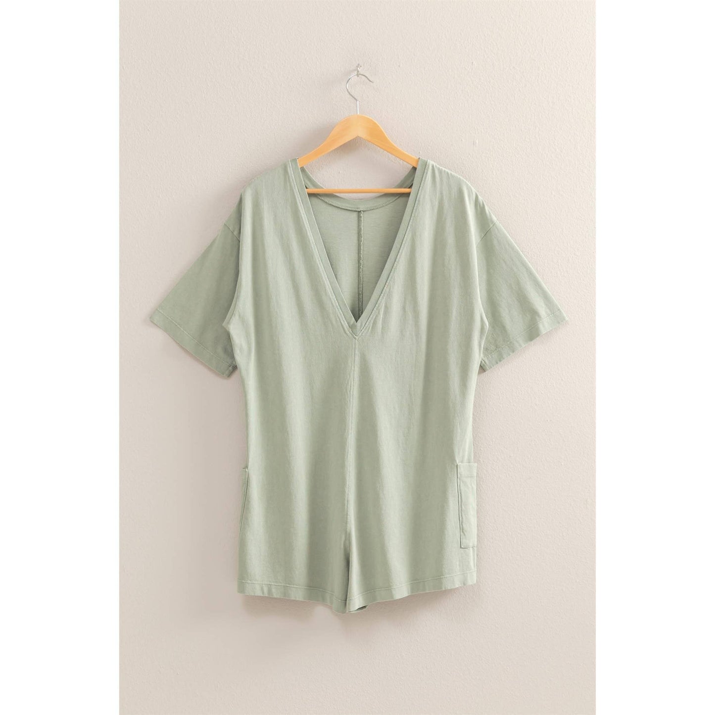 Aqua Casual V-Back Short Sleeve Romper