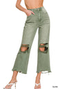 ,..Washed Distressed Jeans Crop Pants Color Jeans