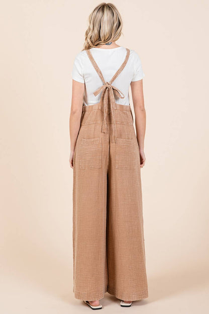 MINERAL WASHED WIDE LEG JUMPSUIT
