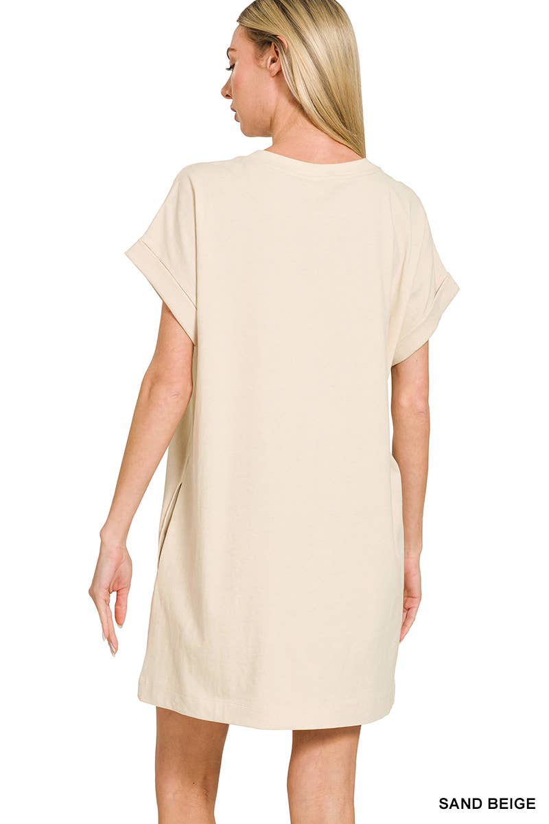 Premium Cotton T-shirts Dress With Pockets