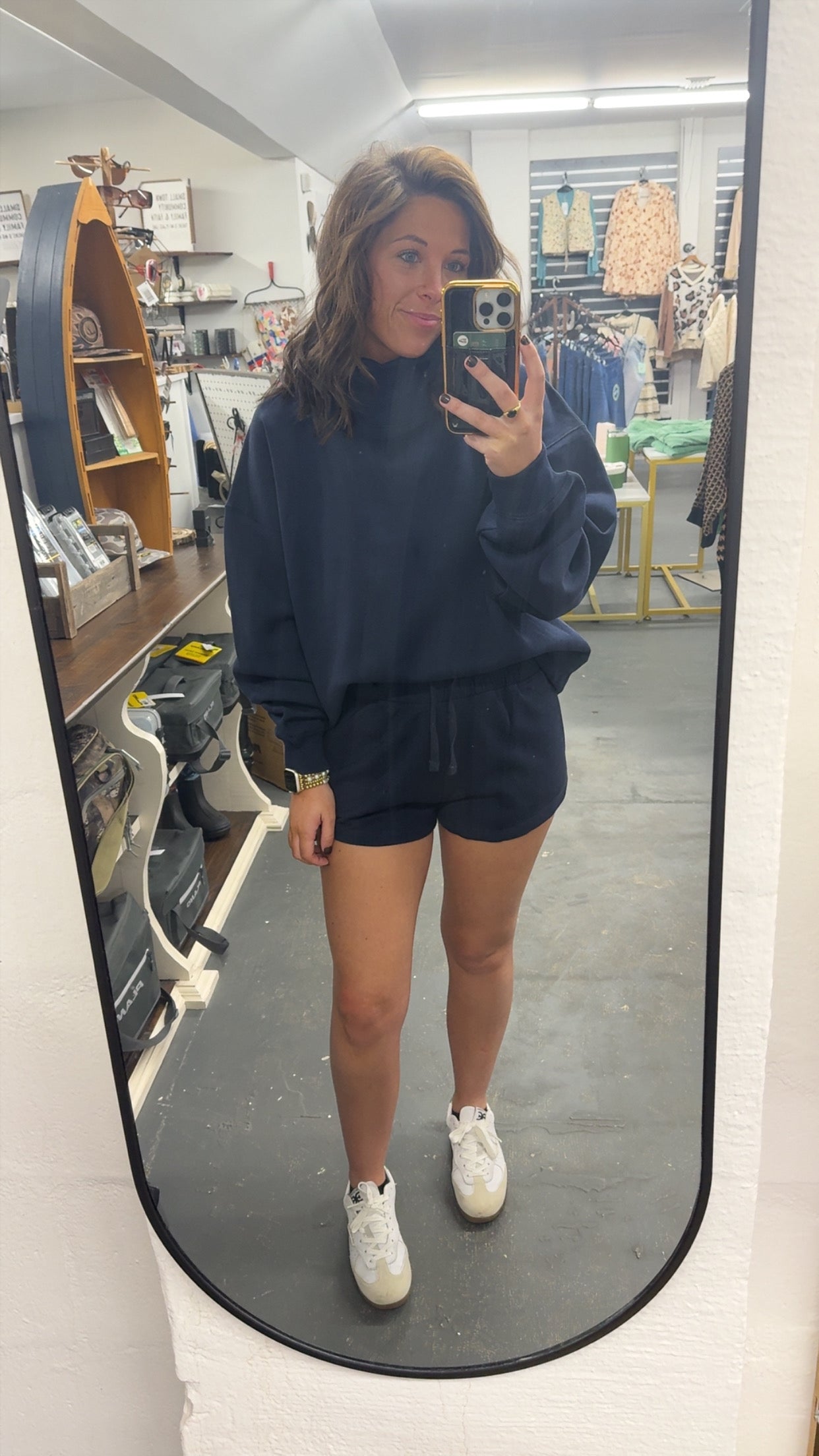 Lingo Navy Mock Neck Sweatshirt
