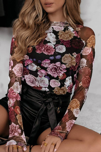Pretty in Pink Floral Mesh Top