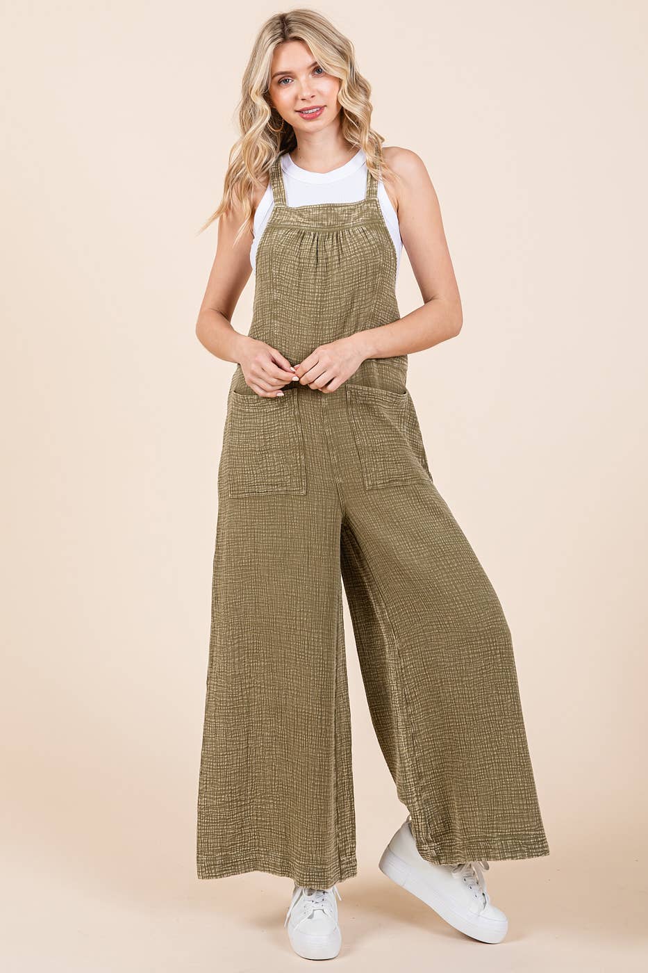 MINERAL WASHED WIDE LEG JUMPSUIT