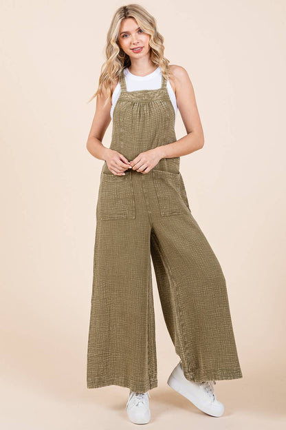 MINERAL WASHED WIDE LEG JUMPSUIT