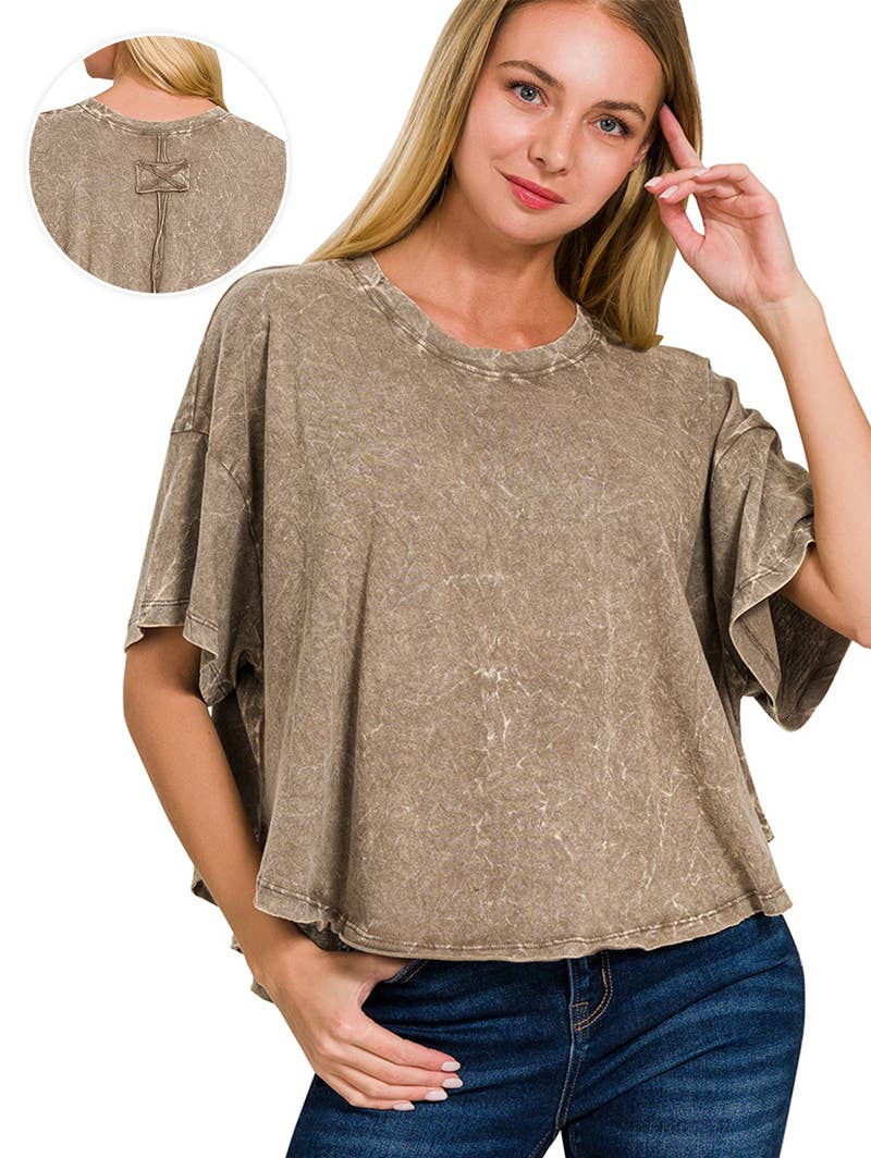 ''._ Washed Cotton Flare Top w/ back patch