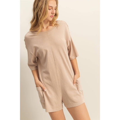 Aqua Casual V-Back Short Sleeve Romper