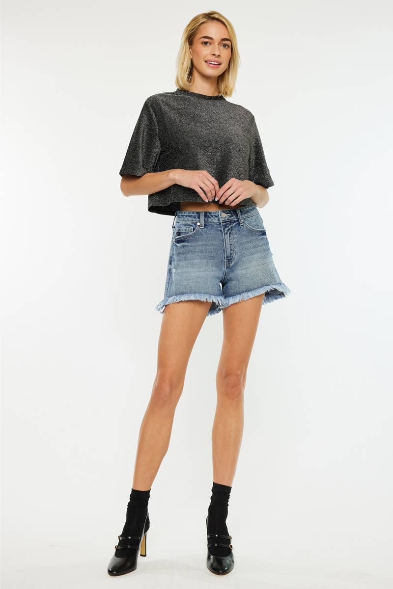 Kan Can USA - OPEN PACK HIGH RISE MOM FIT DENIM SHORTS-KC70092M