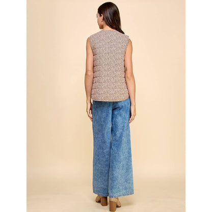 The Viv Quilt Tie Vest in Brown