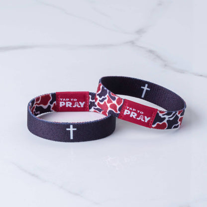 Tap To Pray™ Wristbands - Team Camo - Maroon & Black