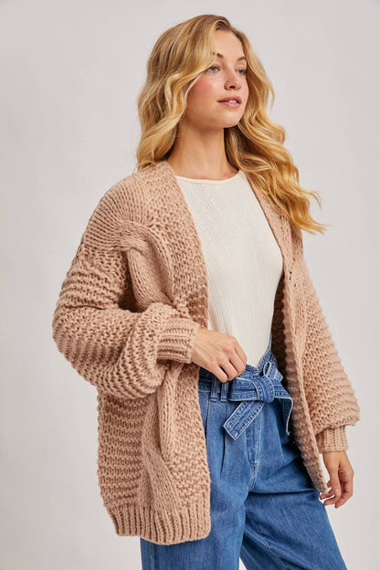Gypsy Dunes Chunky CABLE KNIT SWEATER CARDIGAN