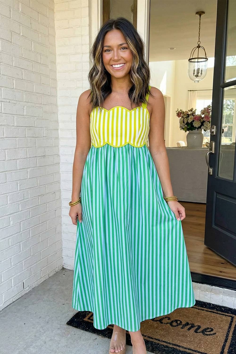 LAS Striped Patchwork Midi Dress (S-XL)