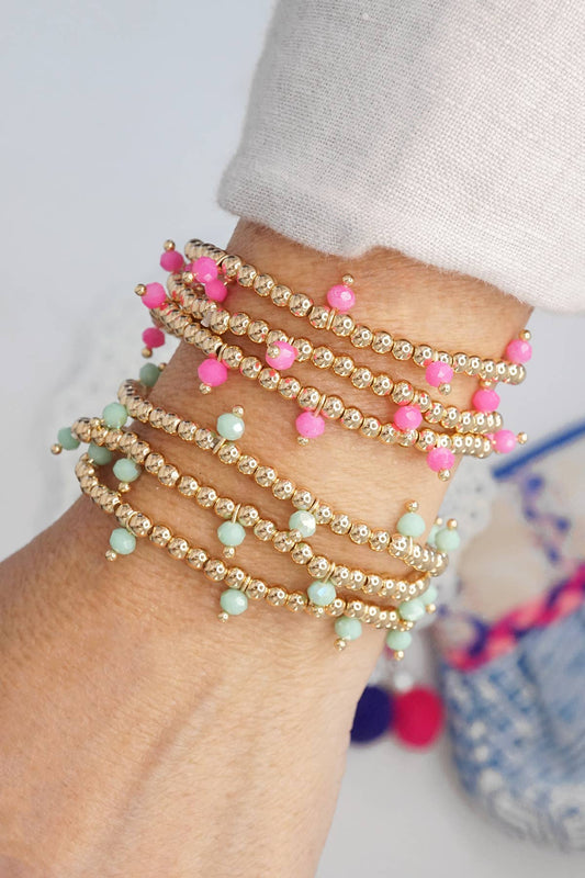 Small Gold tone and Glass beads bracelet stack