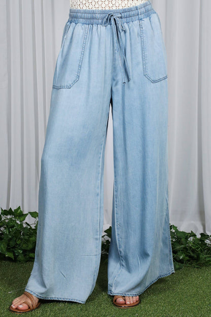 Carlee wide leg Chambray Pants