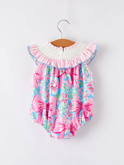 “I ❤ DAD”Embroidery Smocking Baby Girls Romper