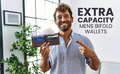 American Leather Goods - Genuine Leather Wallet for Men with Flap out ID Window