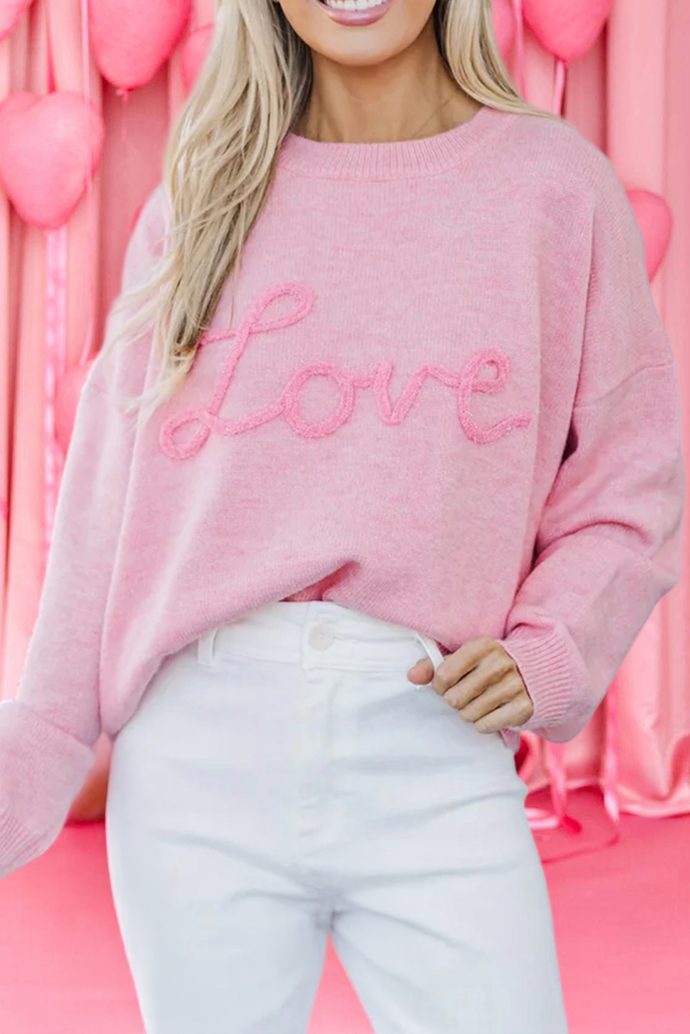 Corded Love Script Graphic Baggy Sweater
