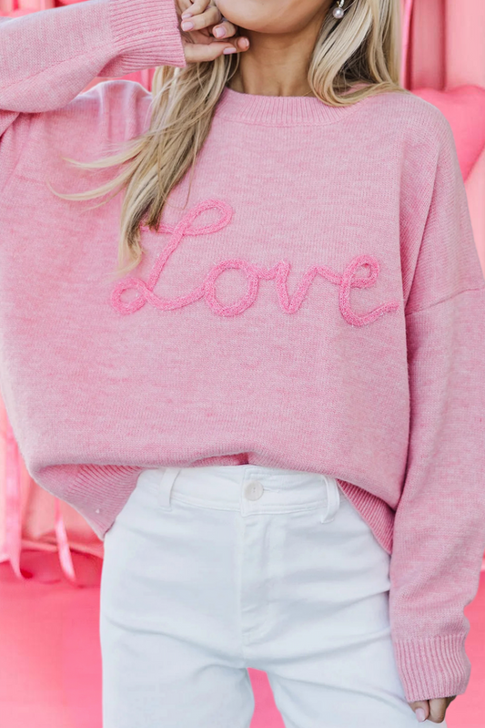 Corded Love Script Graphic Baggy Sweater