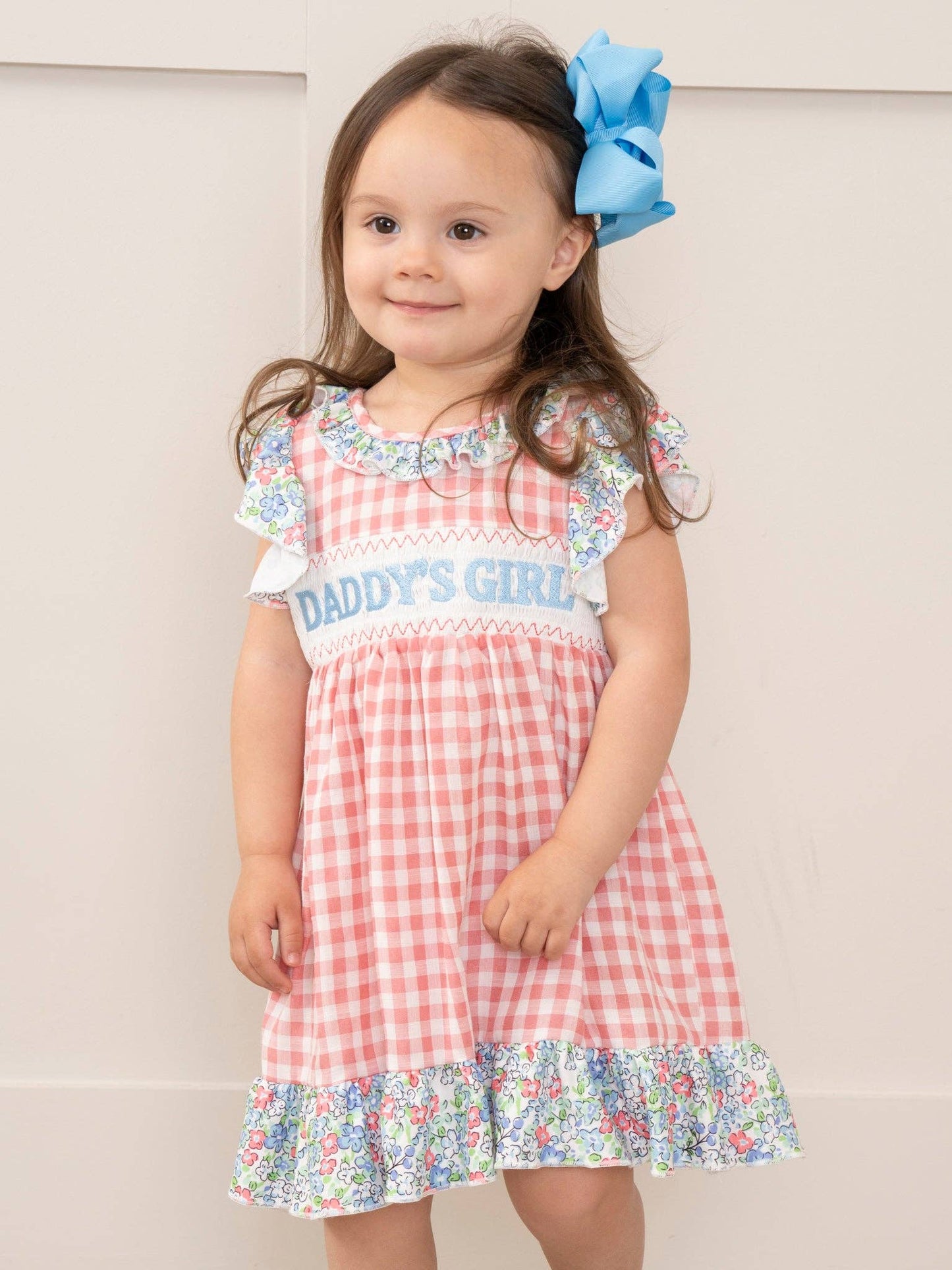 Pink Gingham Daddy's Girl Smocked Ruffle Dress