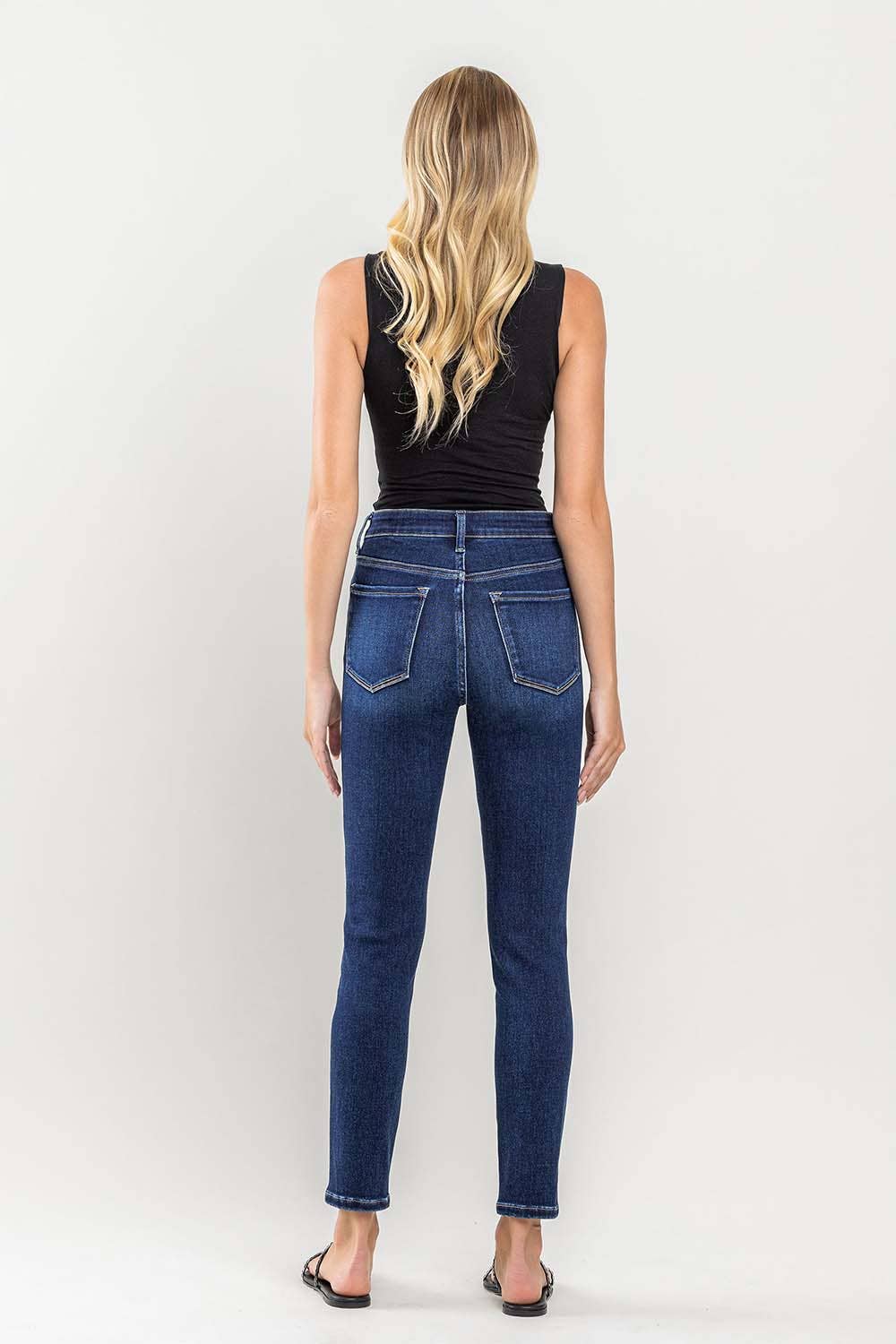 Lovervet by VERVET - HIGH RISE ANKLE SKINNY JEAN LV1201D: DARK DENIM