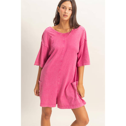 Mineral Washed V-Back Romper