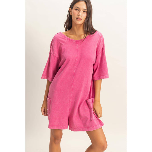 Mineral Washed V-Back Romper