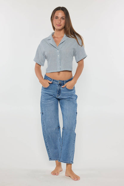 RNJEAN - Mid Waist Barrel Jeans (XP7028)