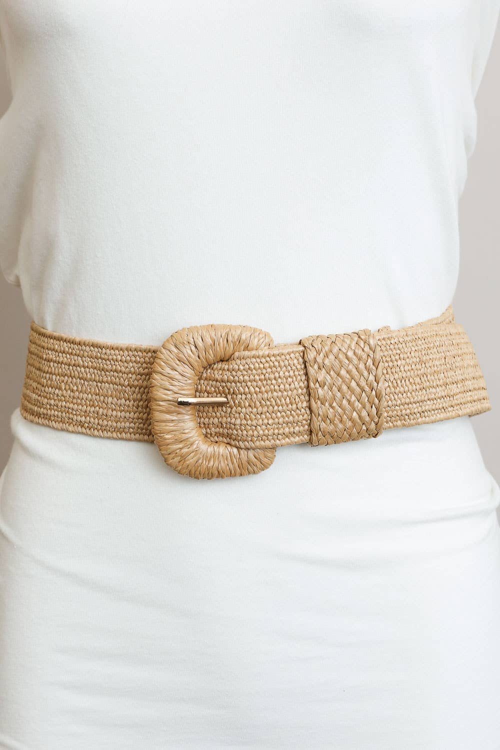 Amber Raffia Belt in Tan