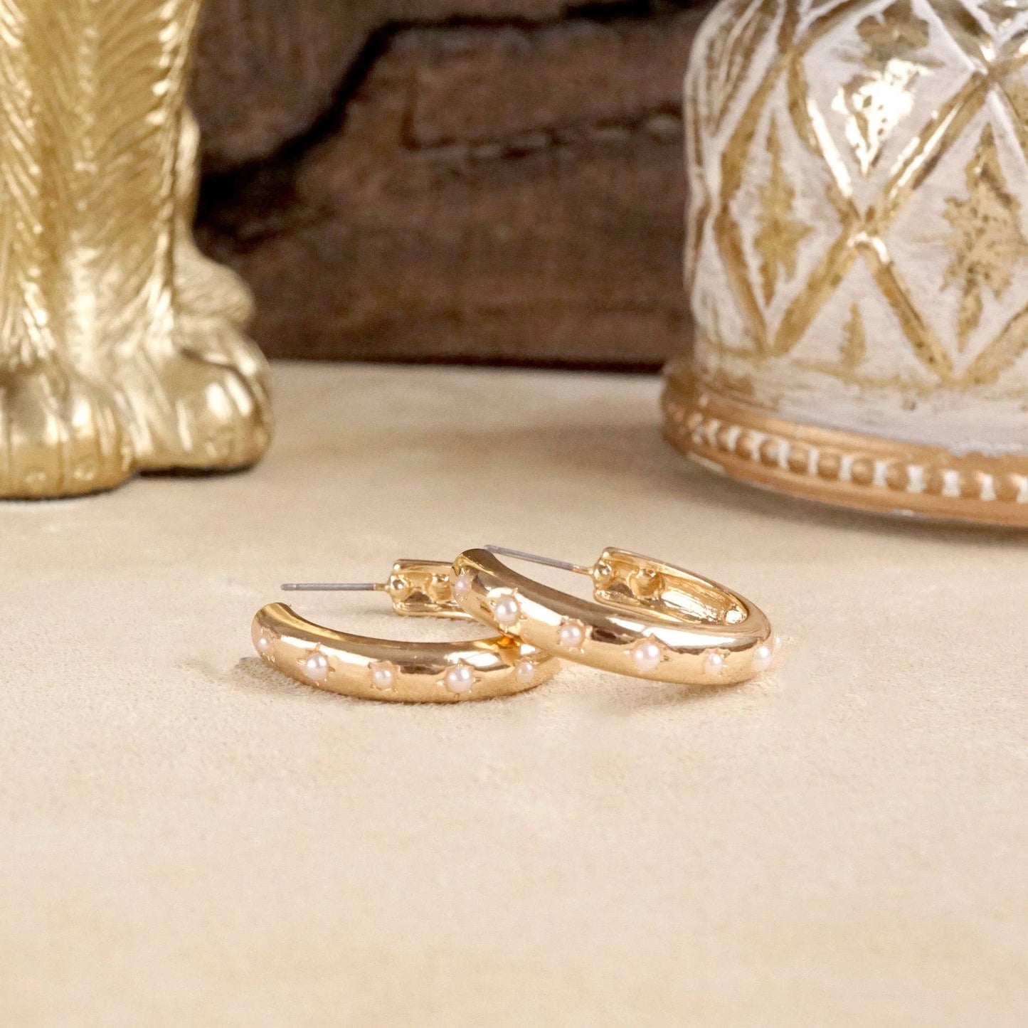 Classic Bubble Hoops – Gold with Pearl or Crystals
