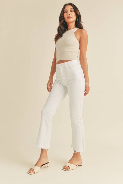 JUST BLACK DENIM -OPTIC WHITE - High Rise Tonal Crop Flare