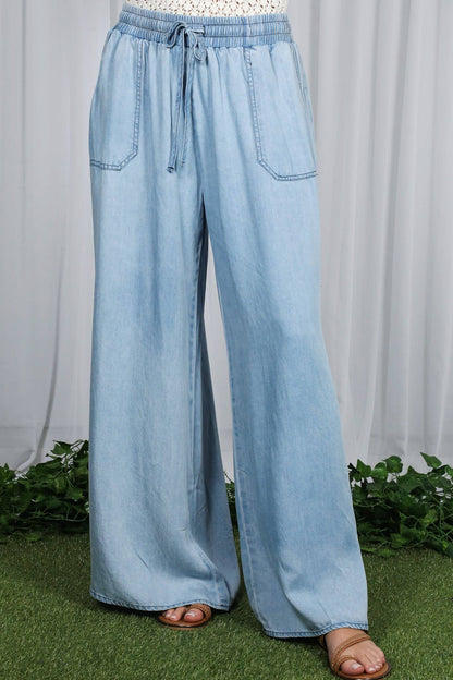 Carlee wide leg Chambray Pants