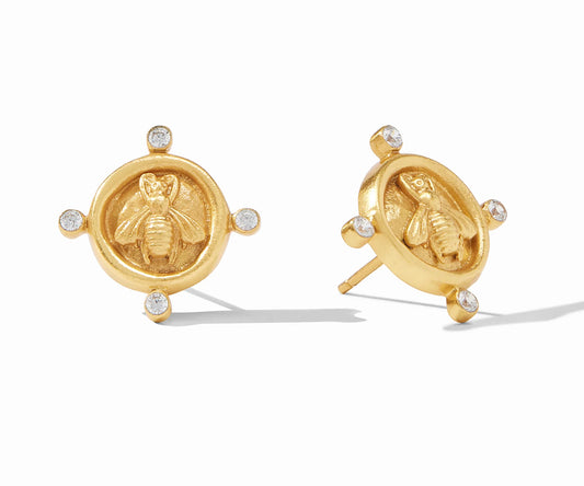 JV Bee Cameo Stud-Gold- Cubic Zirconia