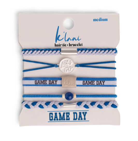 Game Day Blue white - Hair Tie Bracelet