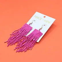 Custom Beaded Square Fringe Earrings | Fringe Dangle