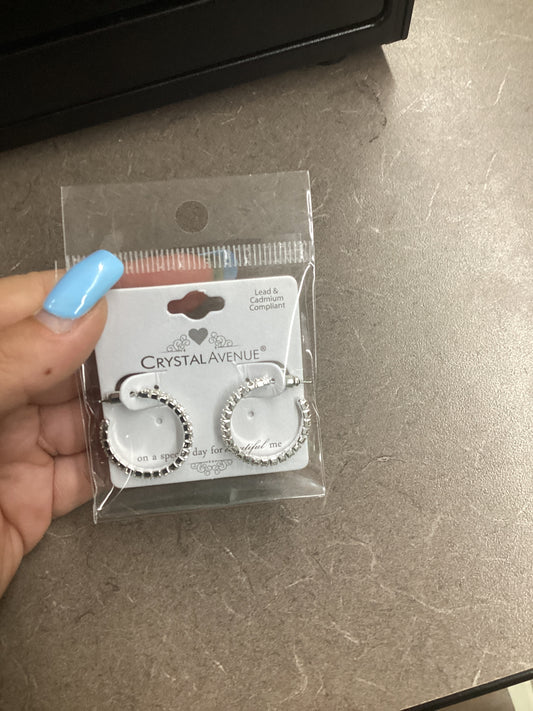 Crystal Ave Silver Hoop diamond earring