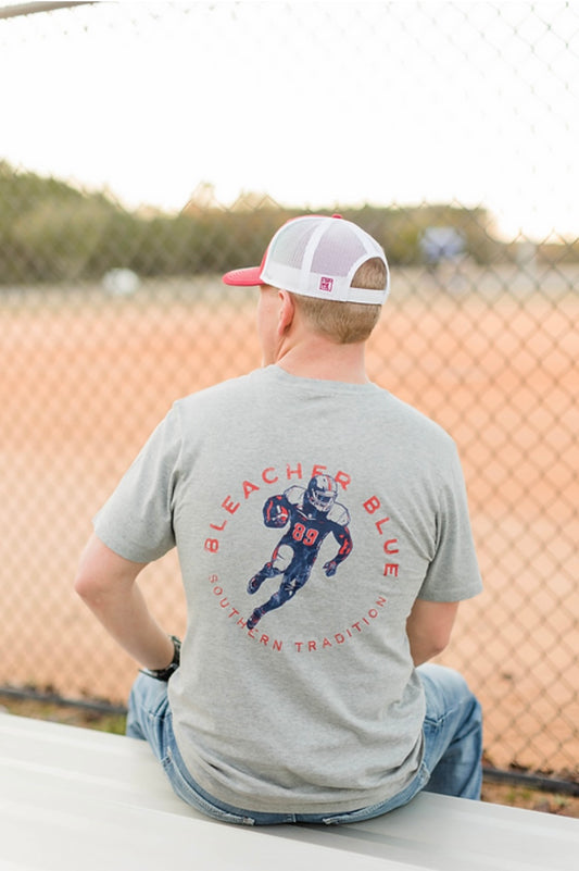 Bleacher Blue Football Short Sleeve Tee - Heather Grey