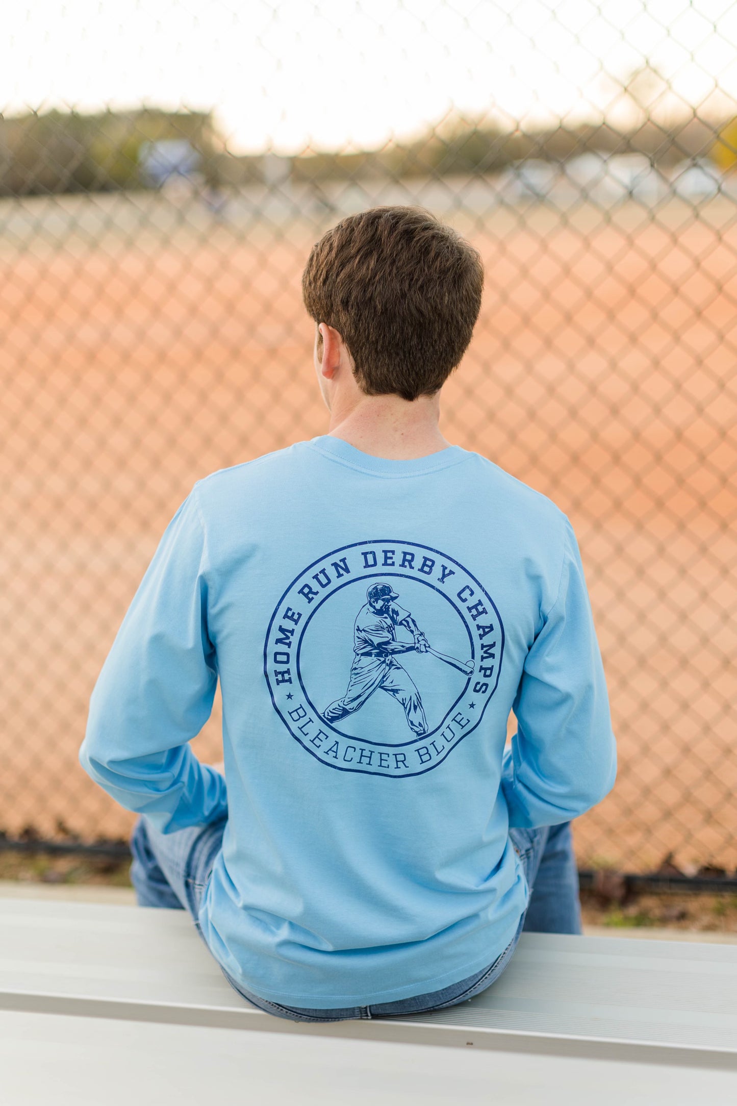 Bleacher Blue Homerun Long Sleeve Tee Sky Blue