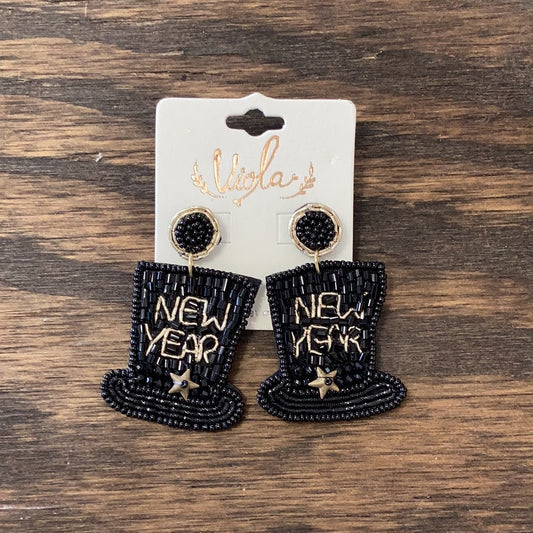 “NEW YEAR” Beaded Hat Earrings