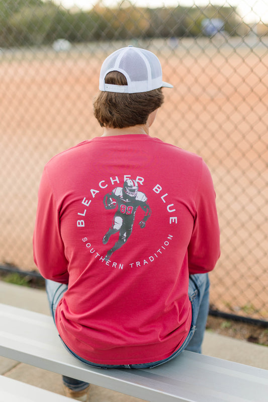 Bleacher Blue Football Long Sleeve Tee in Brick