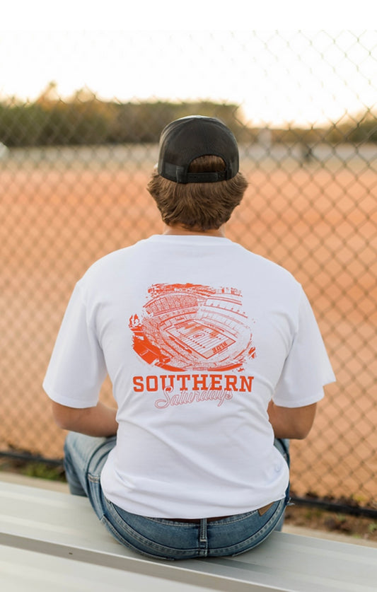 Bleacher Blue Stadium Short Sleeve Tee - White