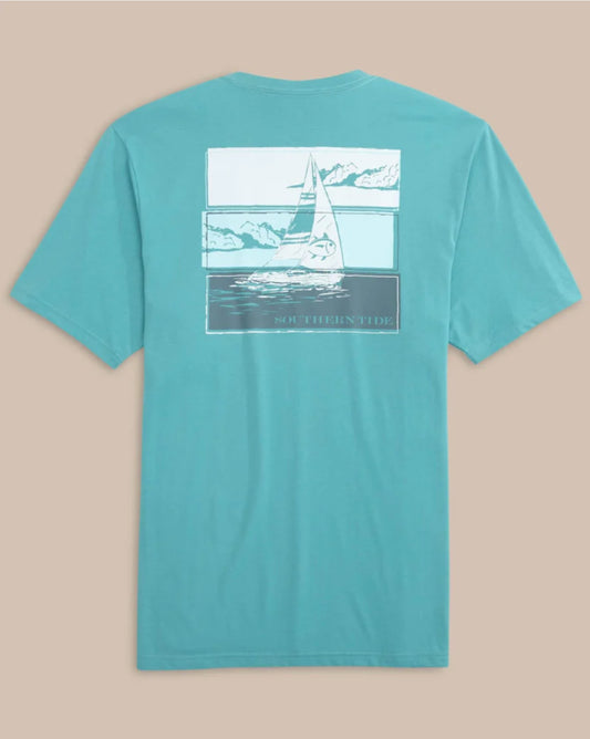 Southern Tide- Set Sail Tri Tee- Ocean Aqua