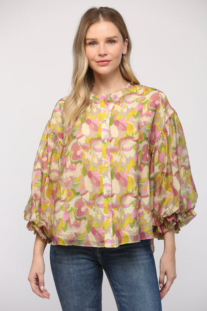 Springing into a bubble sleeve blouse