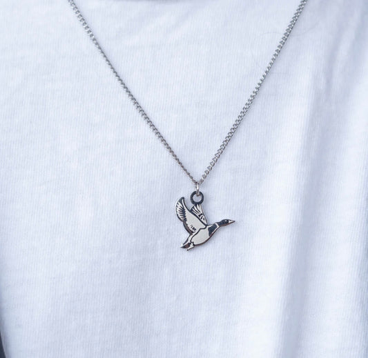 Old South Stainless Steel Duck Pendant and Necklace