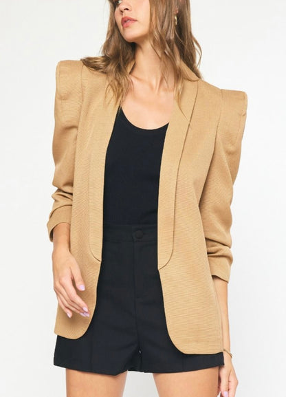 Khaki 3/4 Sleeve Blazer