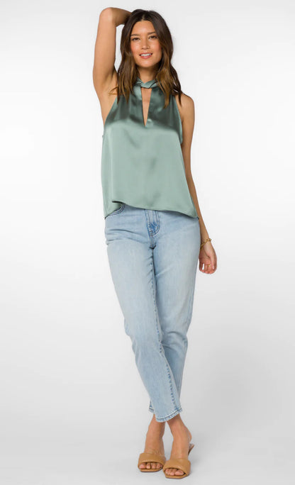 Ozzie Basil Satin Halter Top