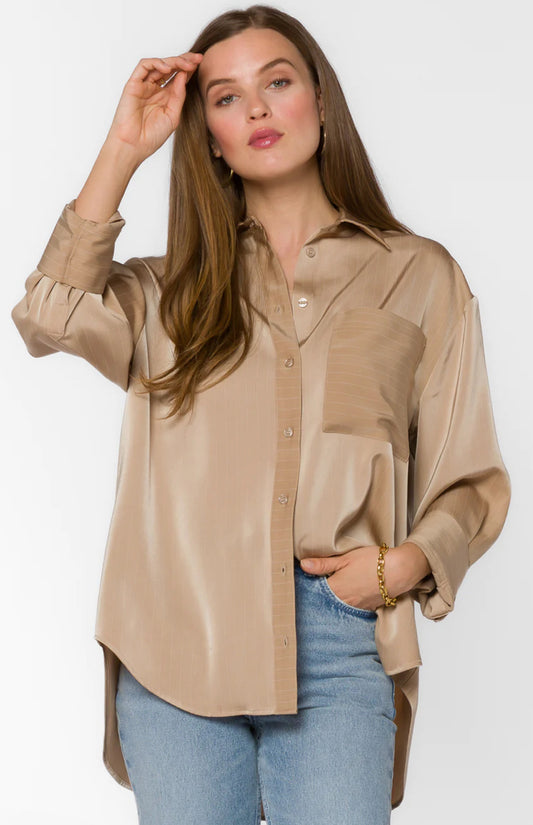 Taupe Pinstripe Blouse