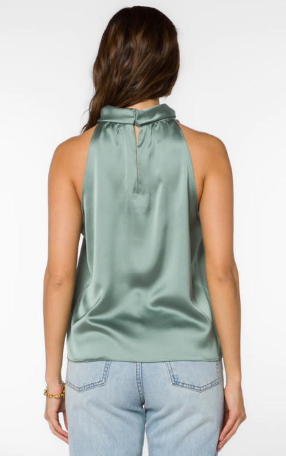 Ozzie Basil Satin Halter Top