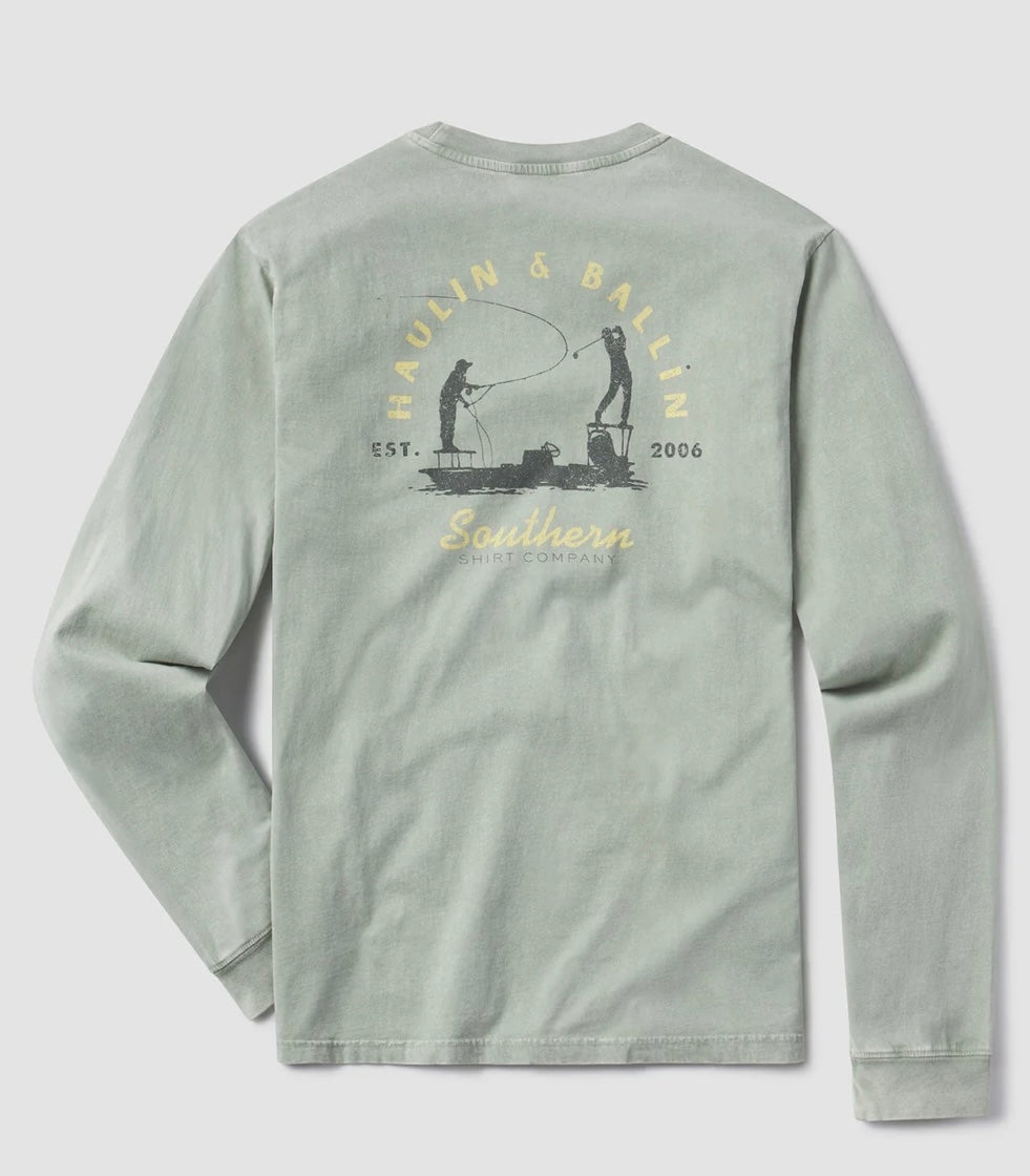 Southern Shirt Haulin and Ballin Long Sleeve Tee Upland Green