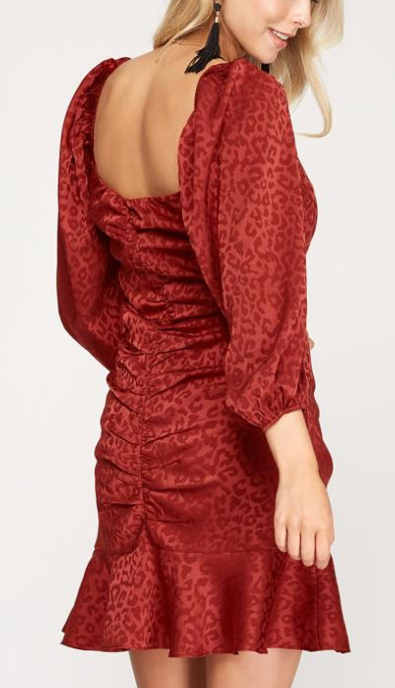 Jackie’s Jacquard Satin Ruffle Dress